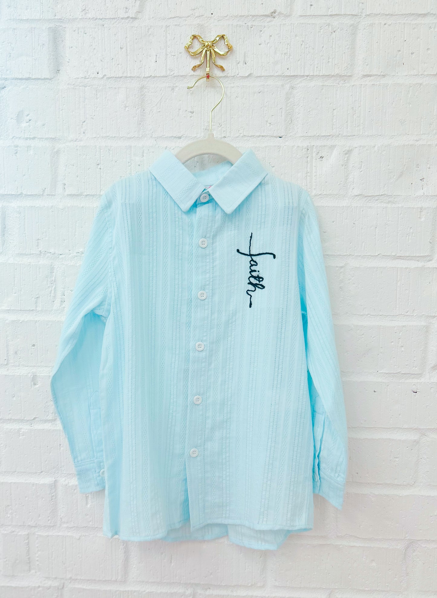 BOY FAITH CROSS BUTTON UP SHIRT