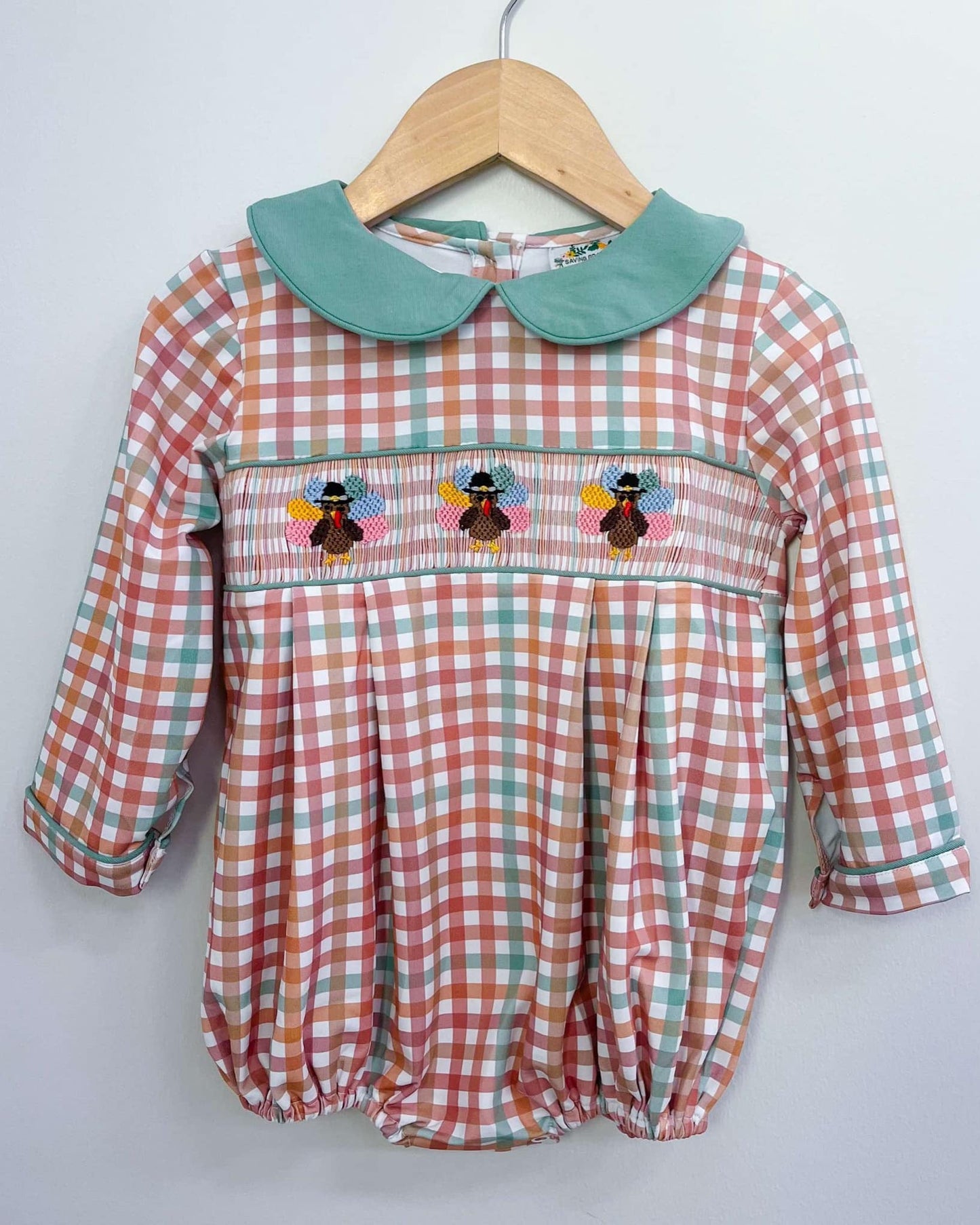 GINGHAM TURKEY SMOCK BOY BUBBLE