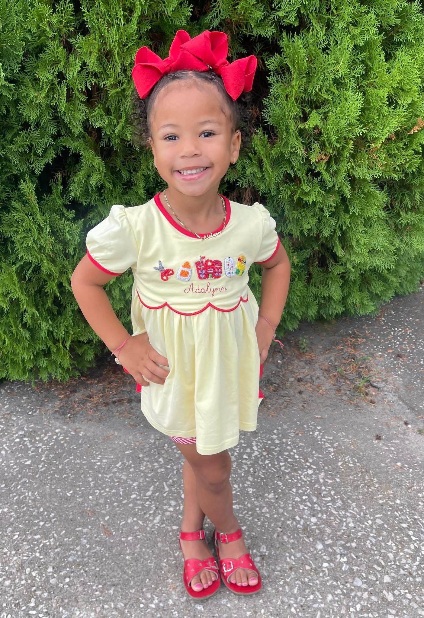 BACK TO SCHOOL FRENCH KNOT GIRL SHORT SET