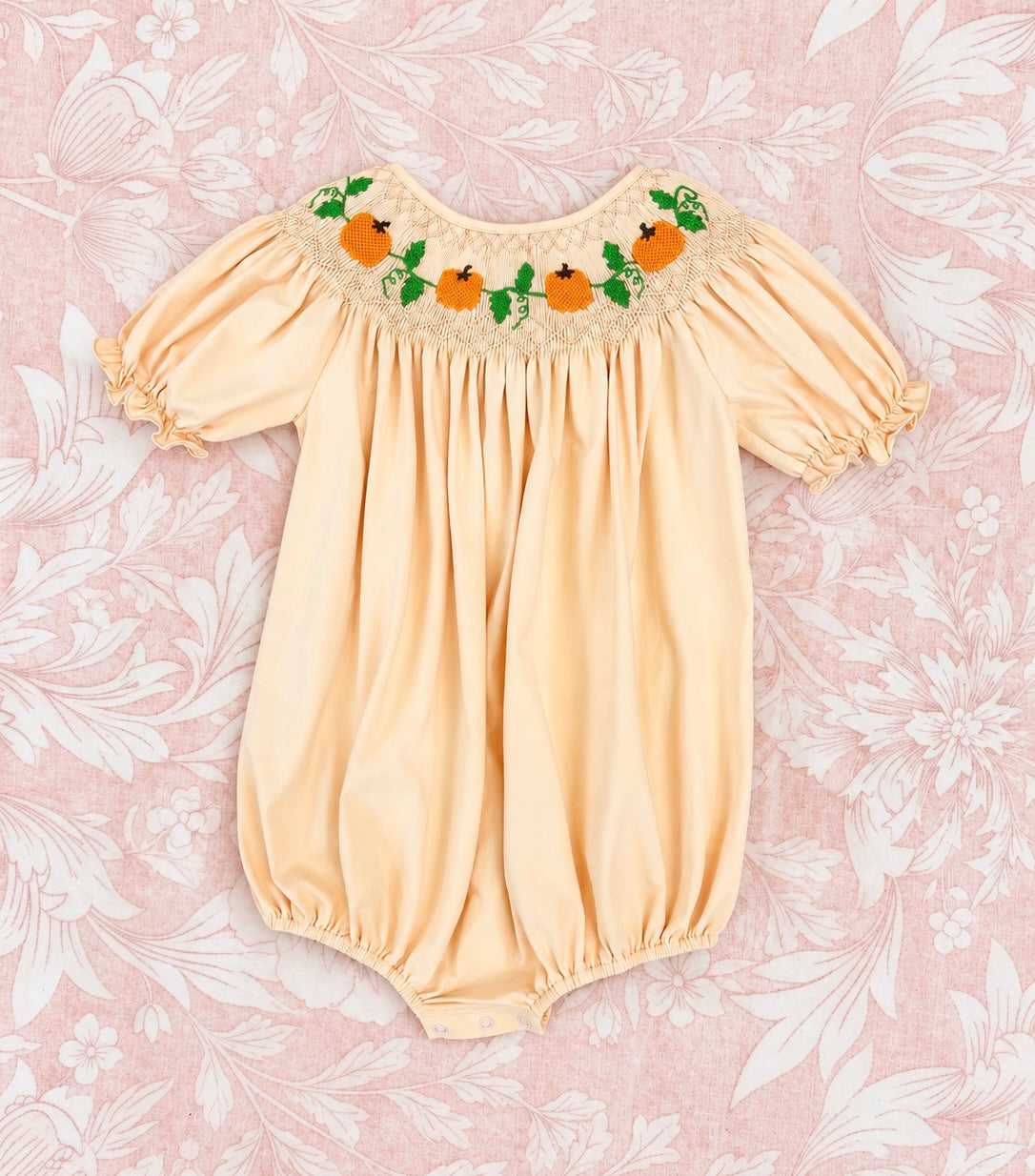 GIRL PUMPKIN VINE SMOCKED BUBBLE
