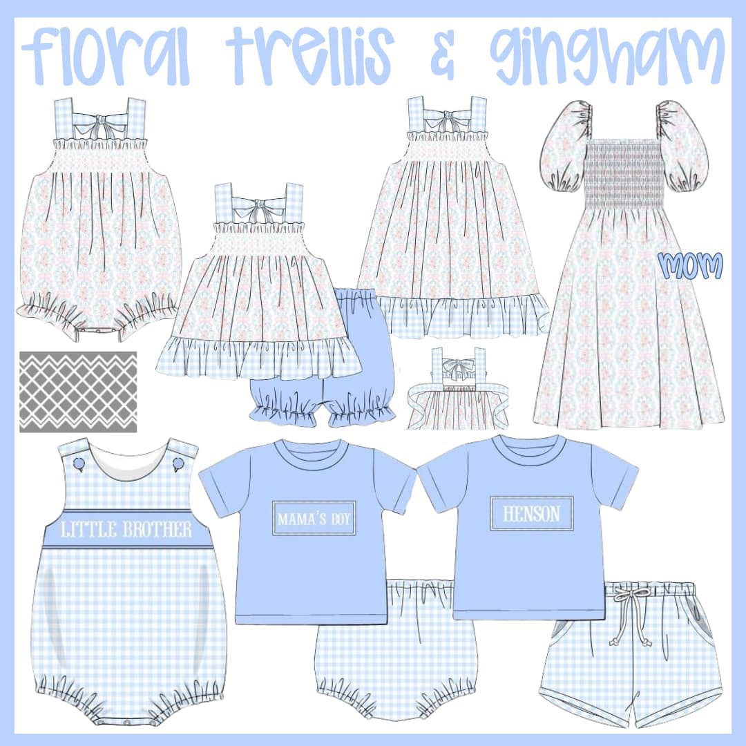 FLORAL TRELLIS & GINGHAM DRESS