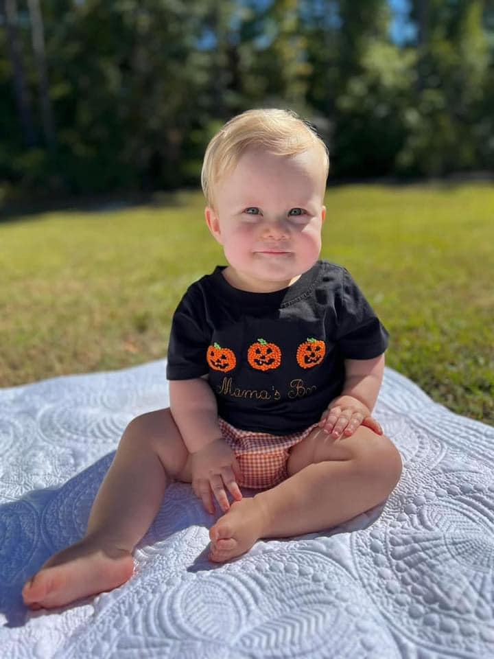 FRENCH KNOT JACK O LANTERN DIAPER SET