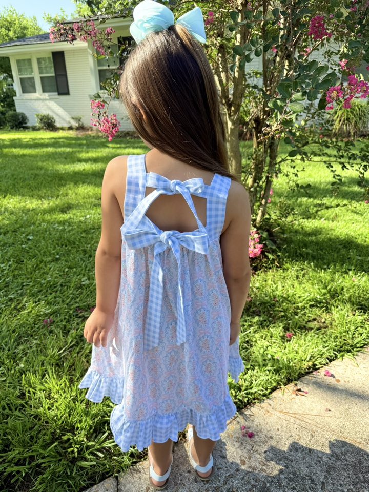 FLORAL TRELLIS & GINGHAM DRESS