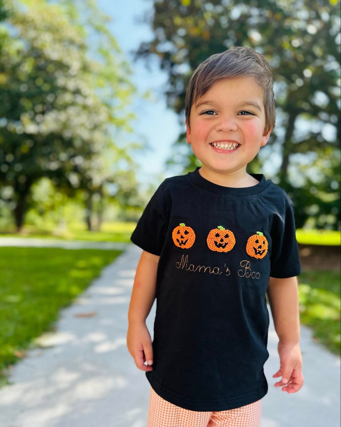 FRENCH KNOT JACK O LANTERN BOY SHORT SET