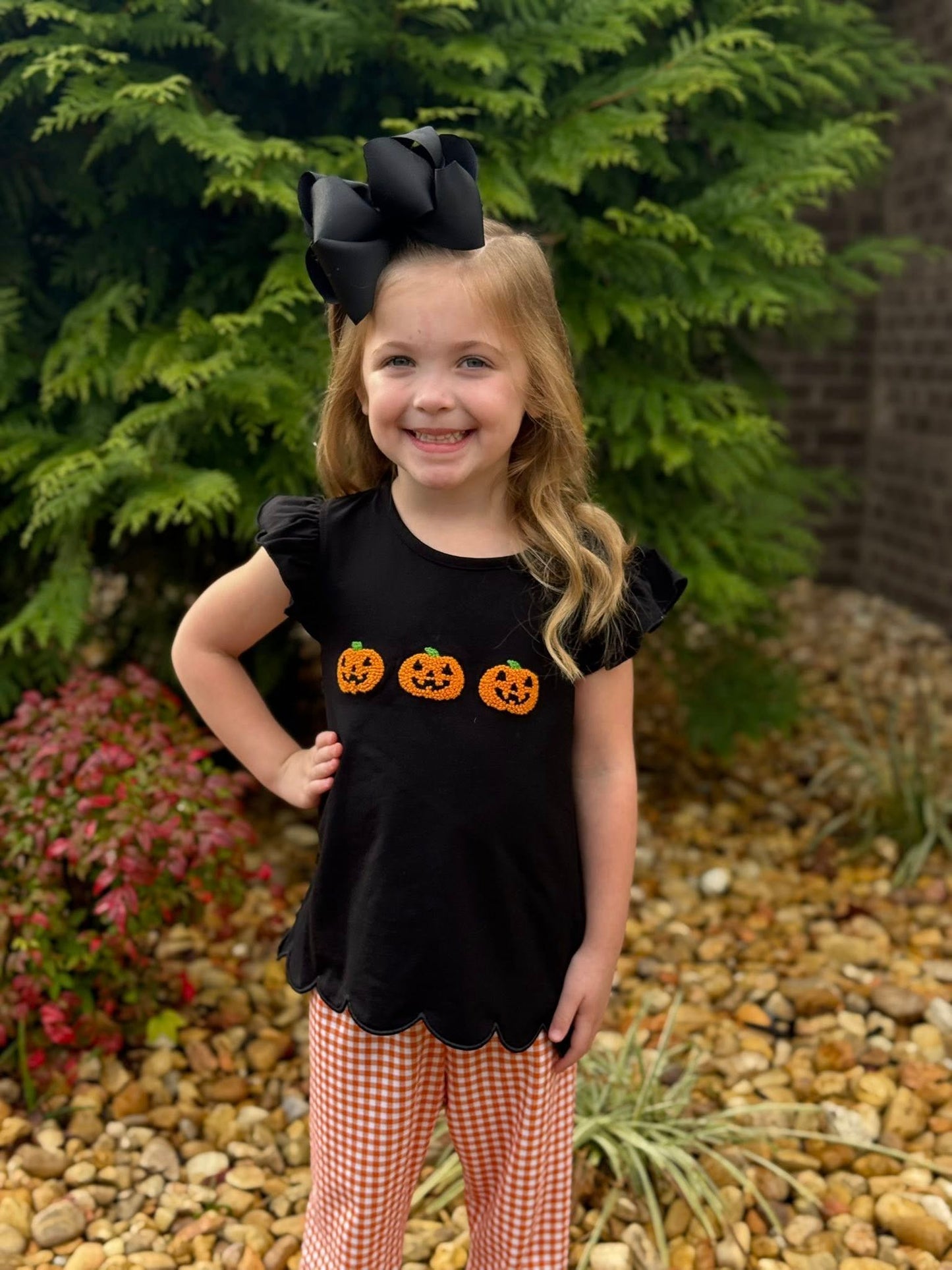 FRENCH KNOT JACK O LANTERN GIRL PANT SET
