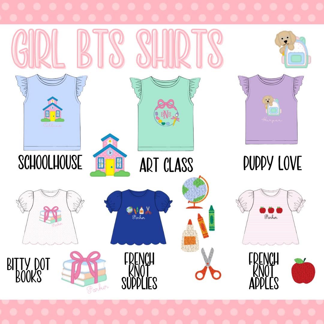 GIRL FRENCH KNOT APPLES SHIRT