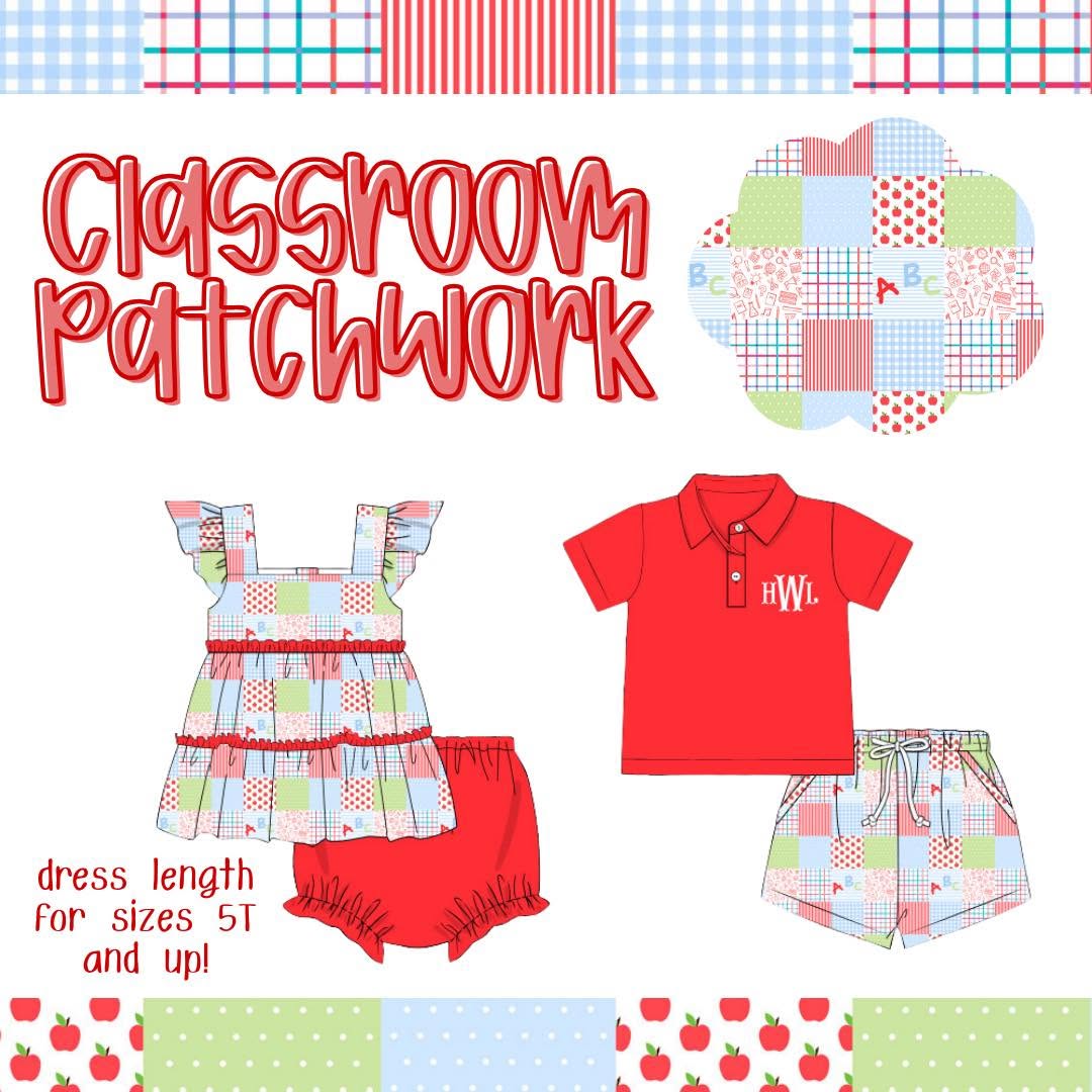 BOY CLASSROOM PATCHWORK SHORTIE SET