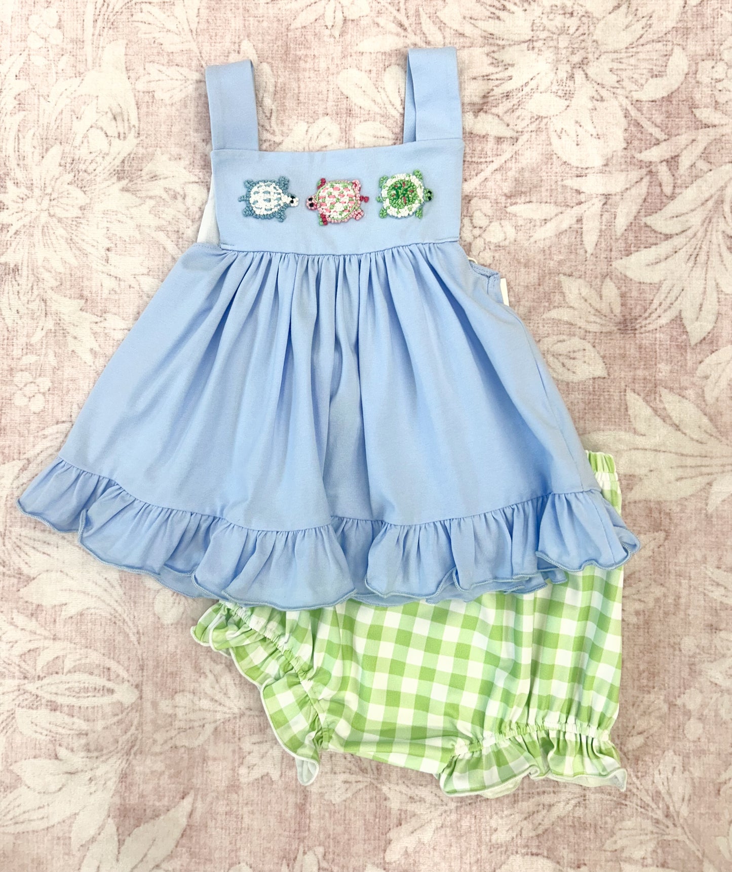 GIRLS FRENCH KNOT SEA TURTLES BLOOMER SET