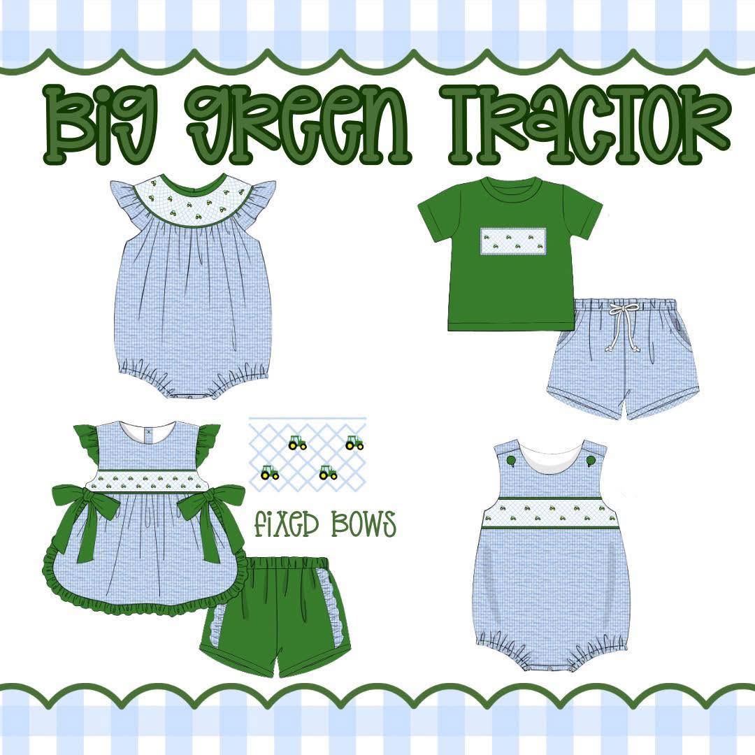 BIG GREEN TRACTOR BOY SHORT SET