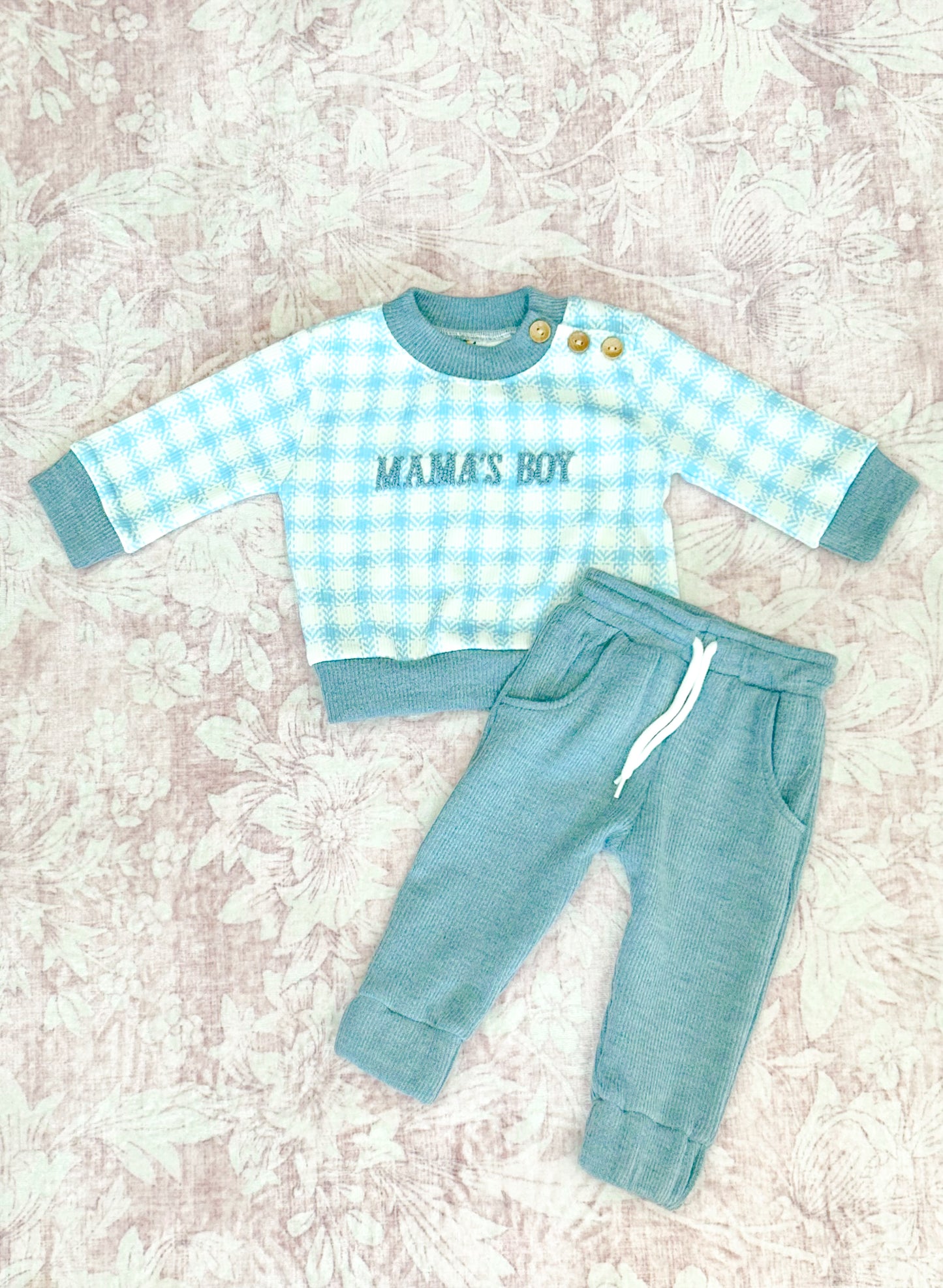 GINGHAM CARDIGAN BOY PANT SET