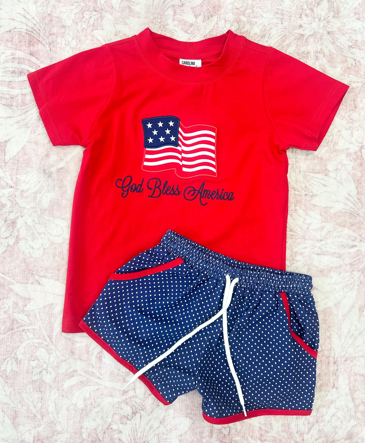 BOYS GOD BLESS AMERICA SHORT SET
