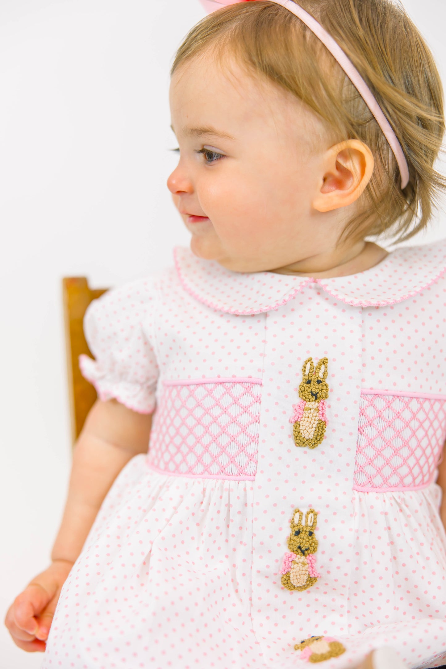 GIRLS FRENCH KNOT COTTONTAIL DRESS