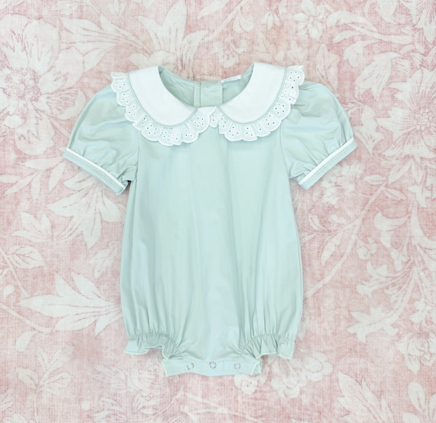 EYELET LACE PASTEL MINT WOVEN GIRL BUBBLE