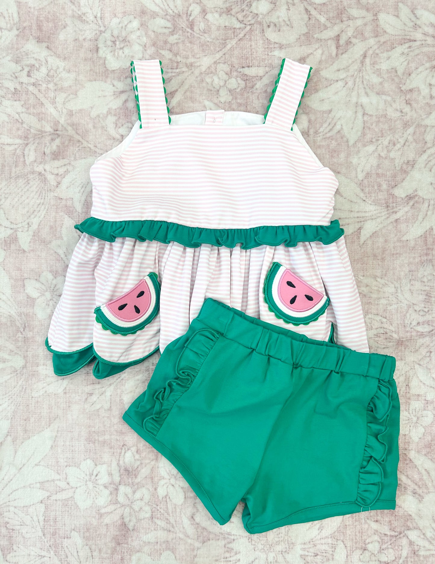 GIRLS SWEET WATERMELON SHORTIE SET