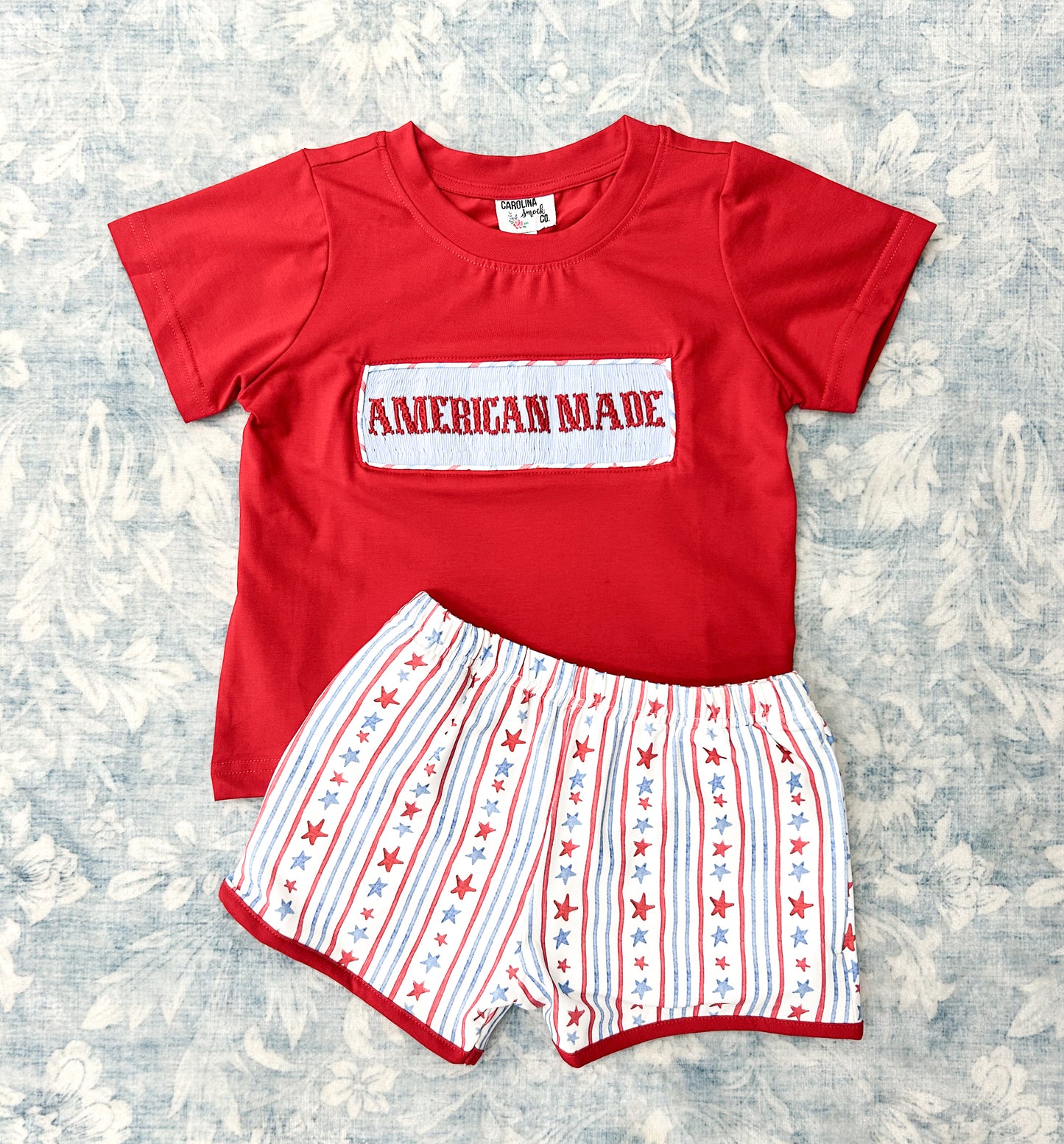 BOYS USA SMOCKED SHORTIE SET