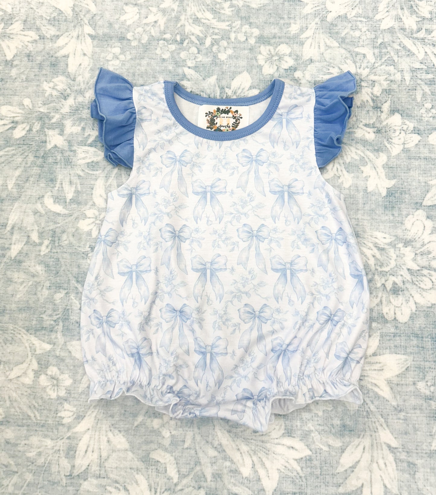 GIRLS BLUE BOW TOILE BUBBLE