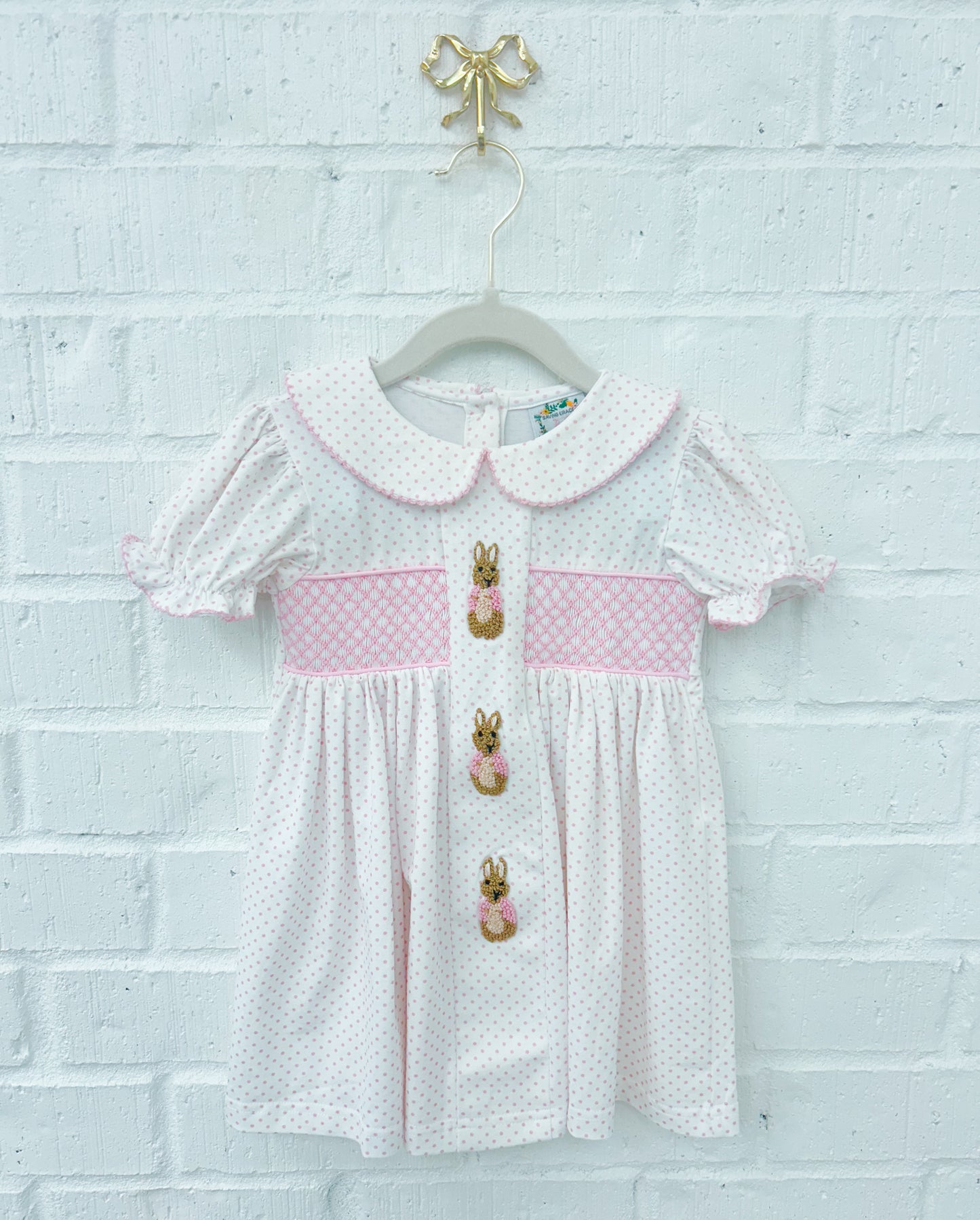 GIRLS FRENCH KNOT COTTONTAIL DRESS
