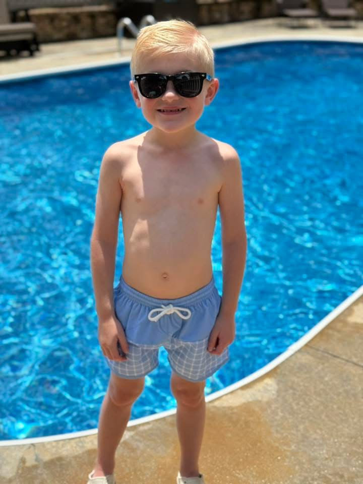 PICCADILLY PLAID SWIM BOY TRUNKS