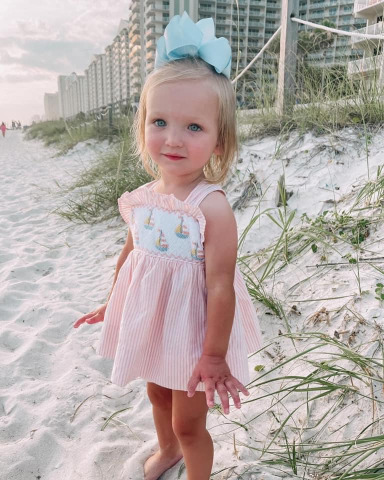 GEO SMOCKED SAILBOATS BLOOMER (dress 6T+) SET