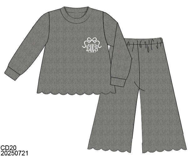 WS PO80: Girls Flared Cardigan Set GRAY