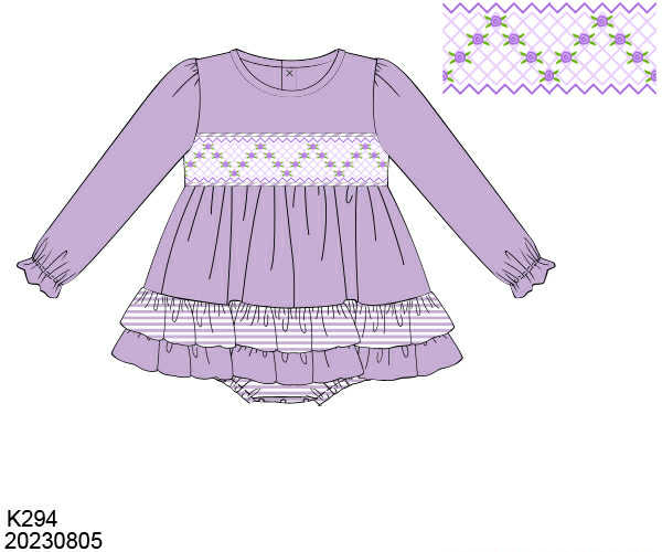 WS PO80: Girls Violet Bloom Geosmock Bubble