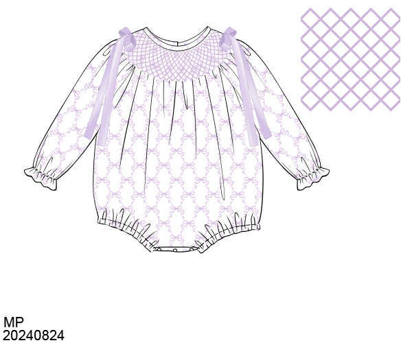 WS PO80: Girls Lavender Bow Trellis Bubble