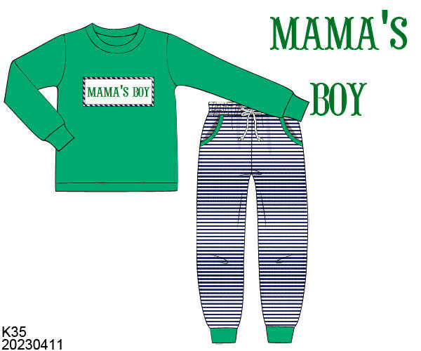 WS PO80: Boys Green/Navy Name Smock Play Set
