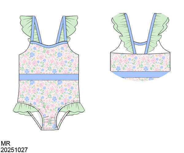 WS PO82: Girls Cottage Dreams 1pc. Swim