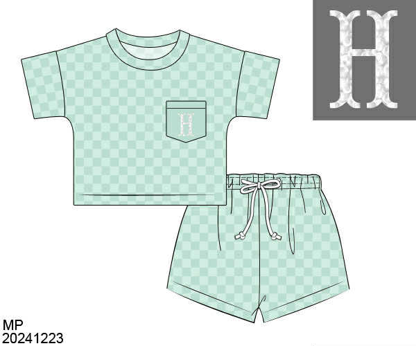 WS PO82: Boys Checkered Casual Short Set