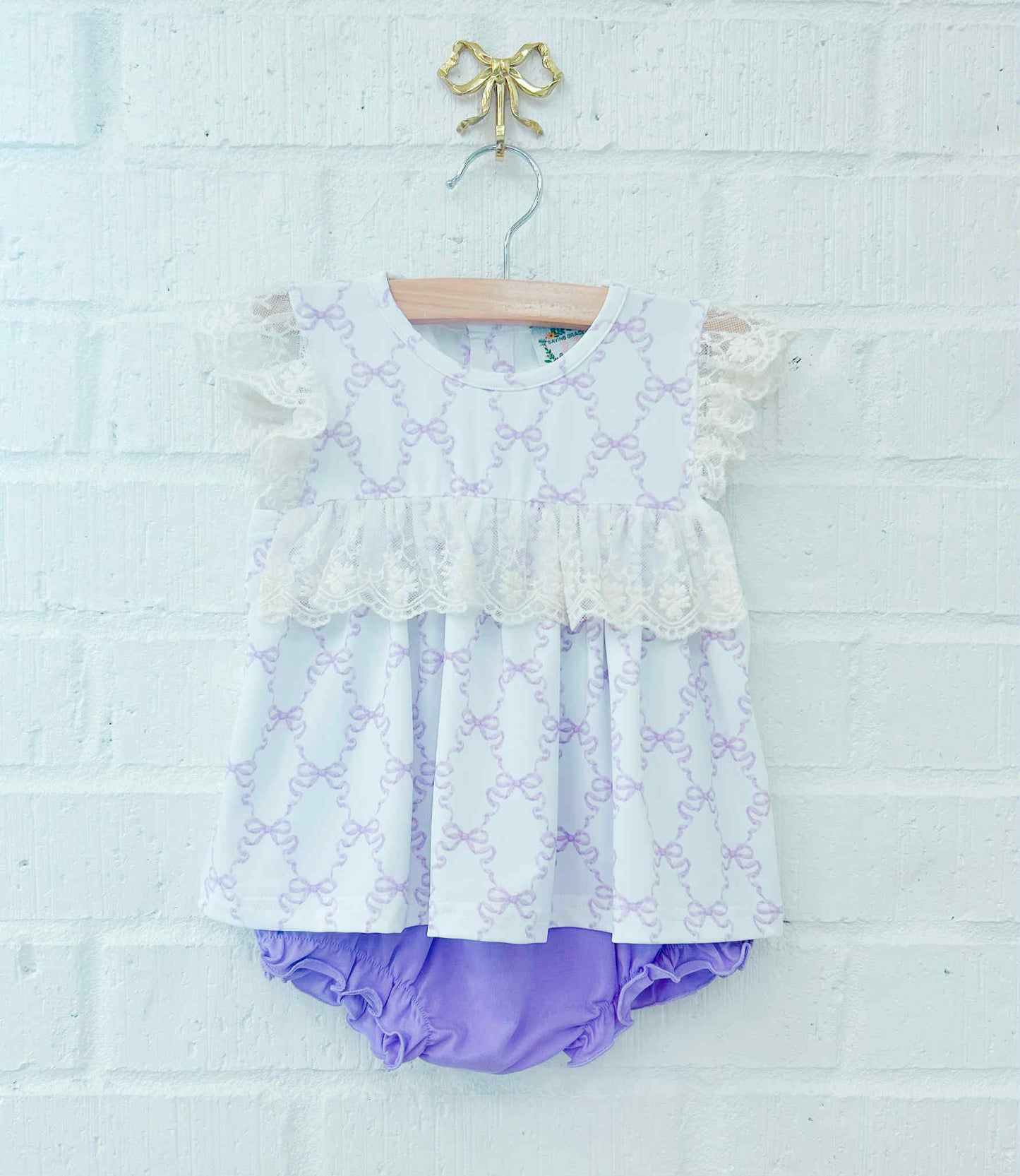 LAVENDER BOW TRELLIS BLOOMER SET