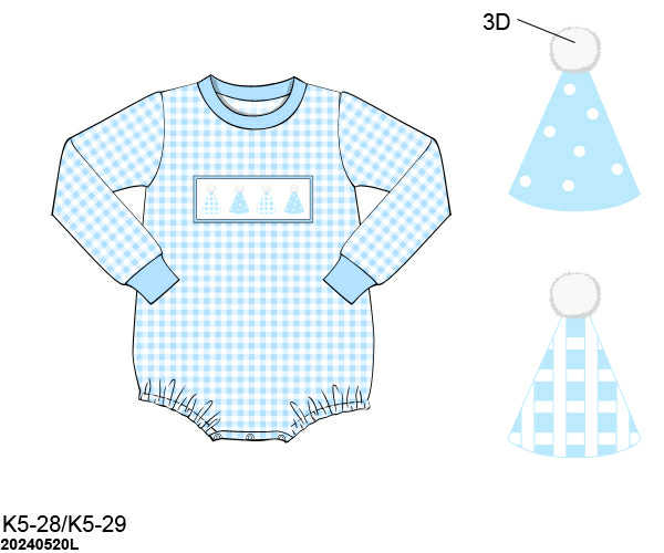 WS PO80: Boys Party Hat Smocked Bubble