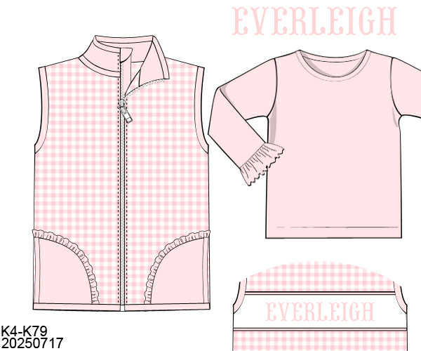 WS PO80: Girls Gingham Name Smock Vest