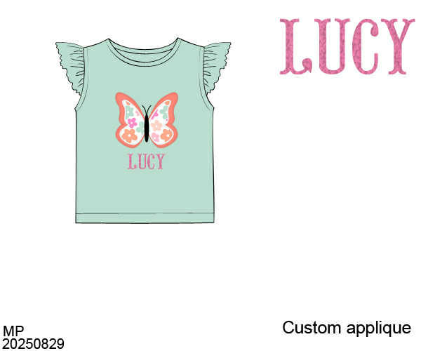 WS PO82: Girls Butterfly Appliqué Shirt
