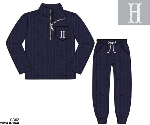 WS PO80: Boys Cardigan Joggers NAVY