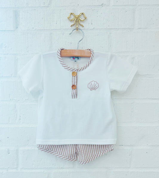 SEERSUCKER SHELLS BOY SHORT SET