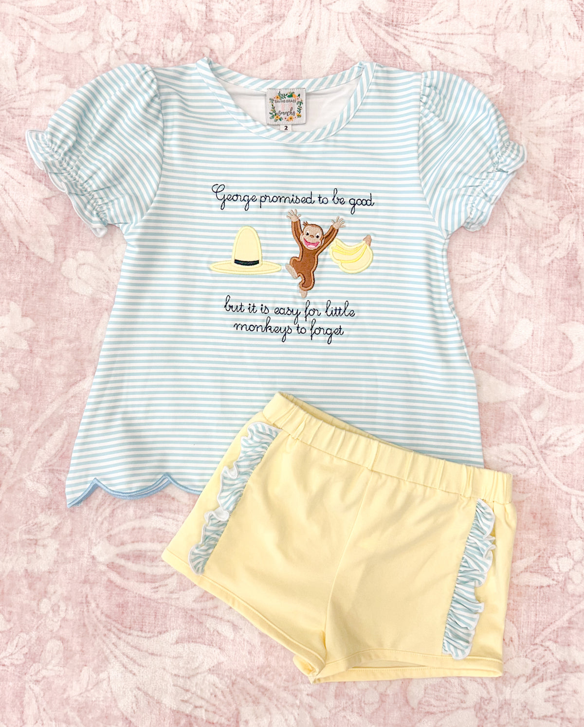 GIRL CURIOUS MONKEY SHORTIE SET