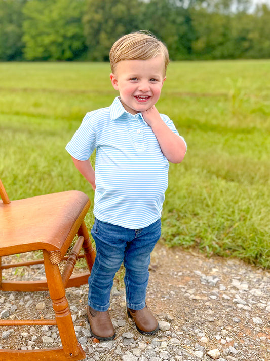 BOYS LIGHT BLUE STRIPE POLO