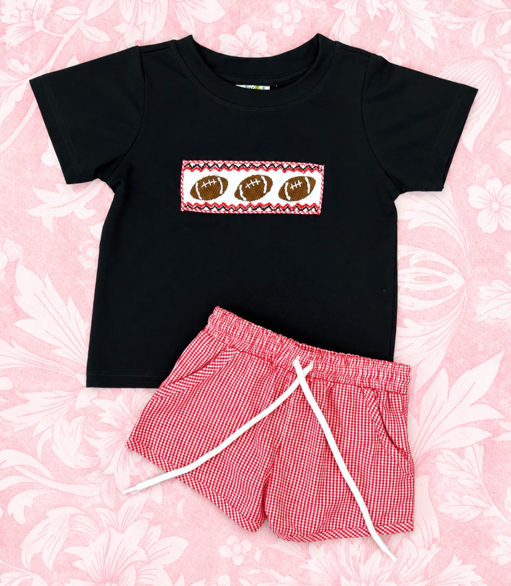 RED & BLACK FOOTBALL BOY SHORT SET