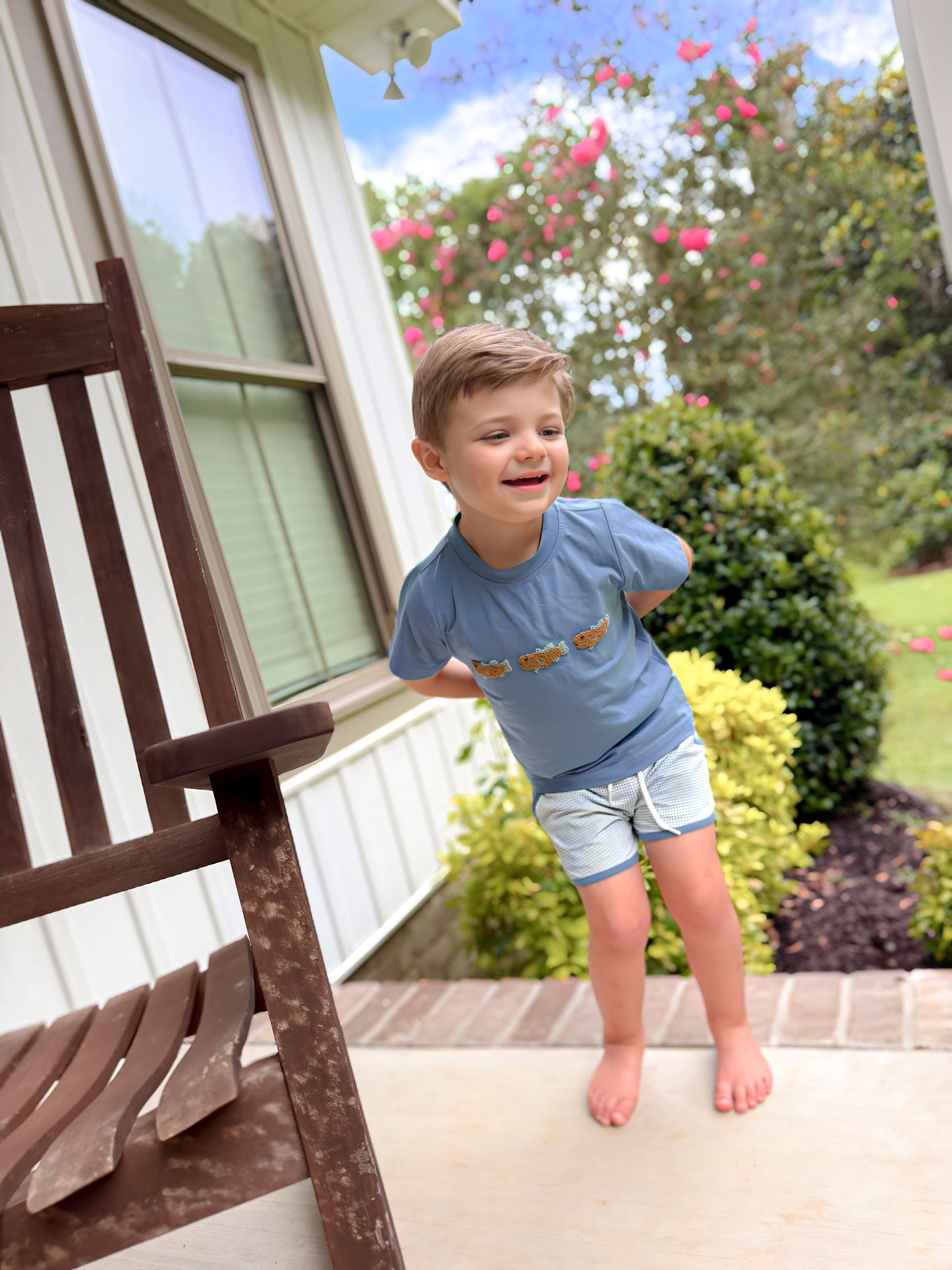BOYS FRENCH KNOT FISH SHORTIE SET