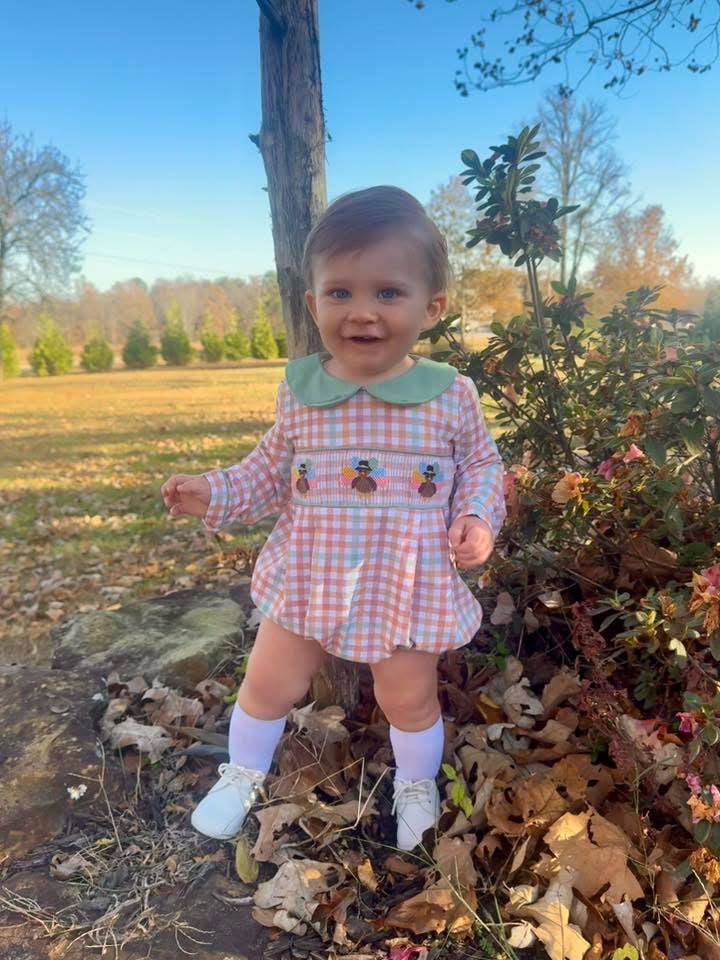GINGHAM TURKEY SMOCK BOY BUBBLE