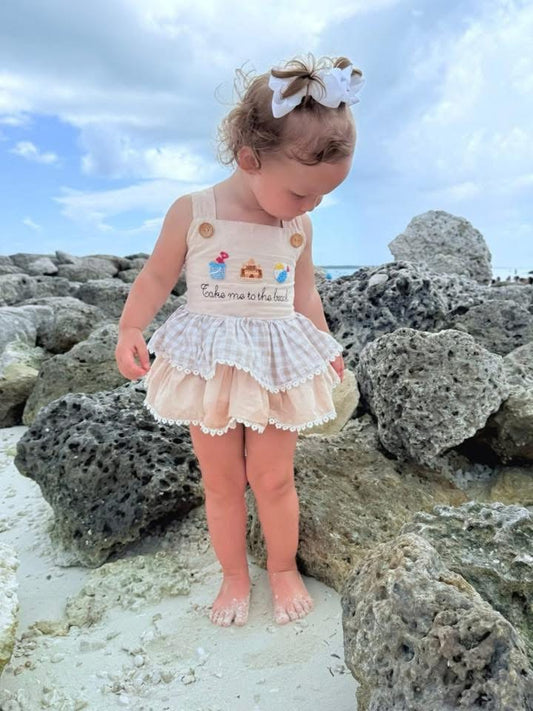GIRLS TAKE ME TO THE BEACH BLOOMER SET