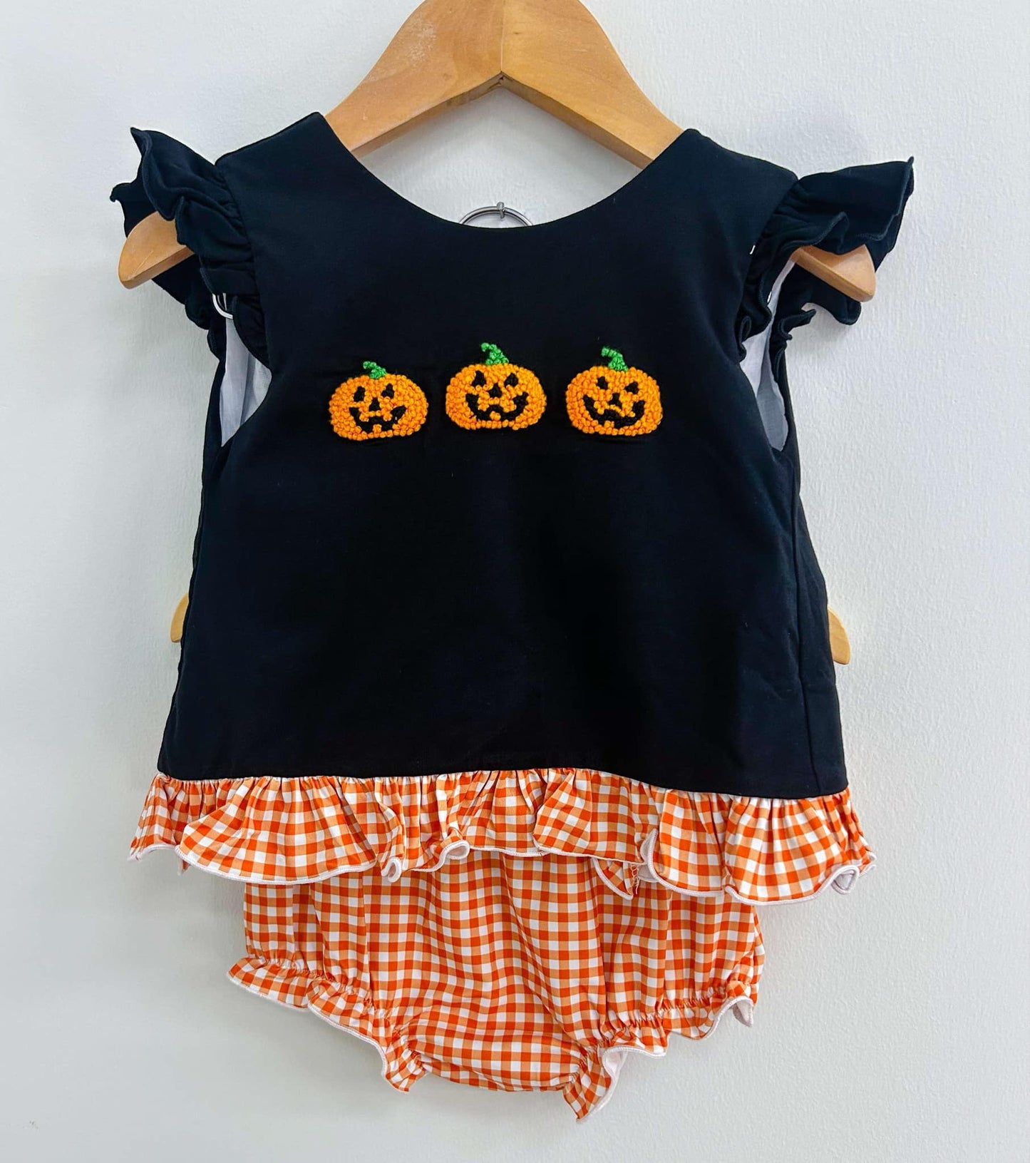 FRENCH KNOT JACK O LANTERN BLOOMER SET