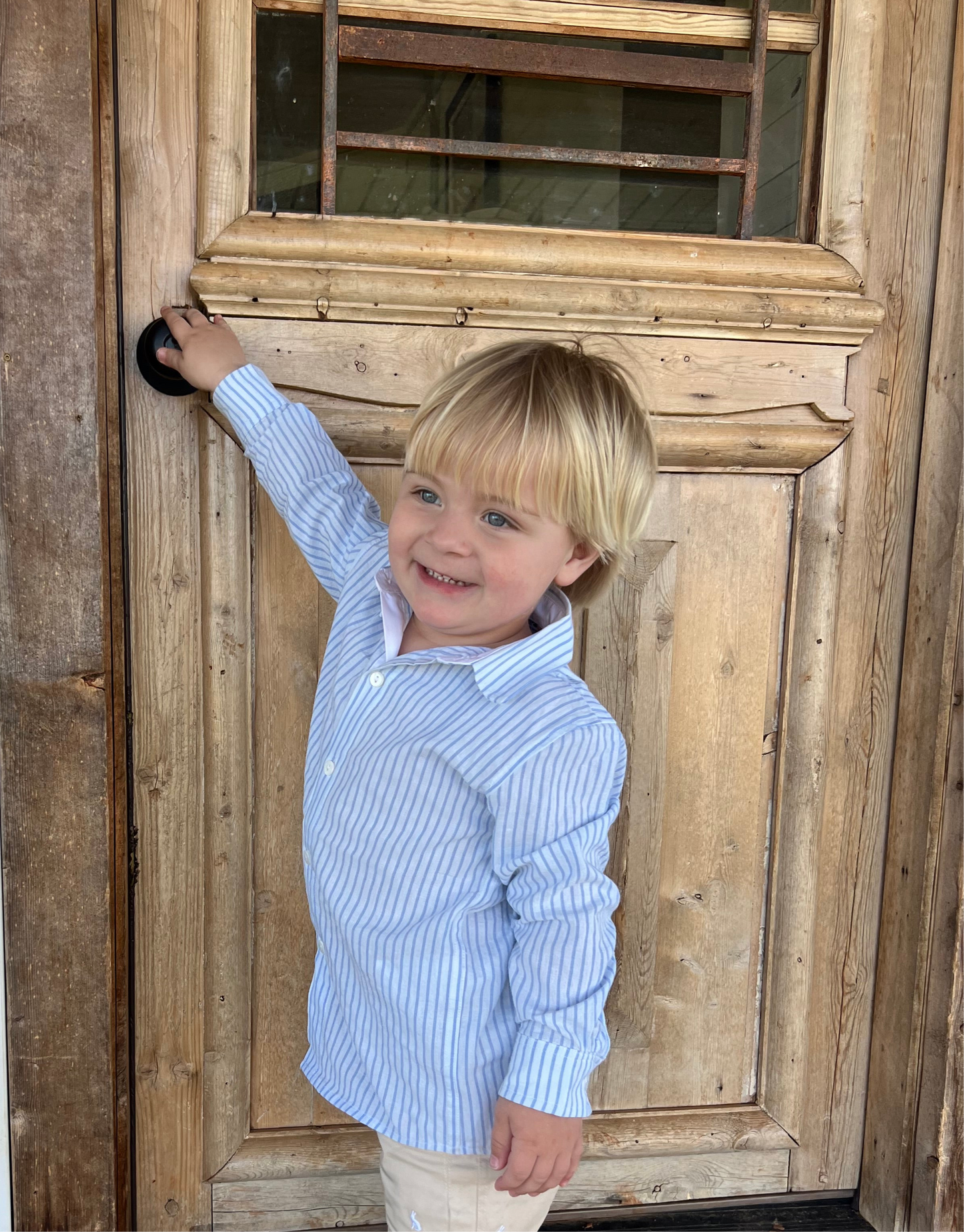 BOYS SUNDAY IN SEERSUCKER BUTTON UP