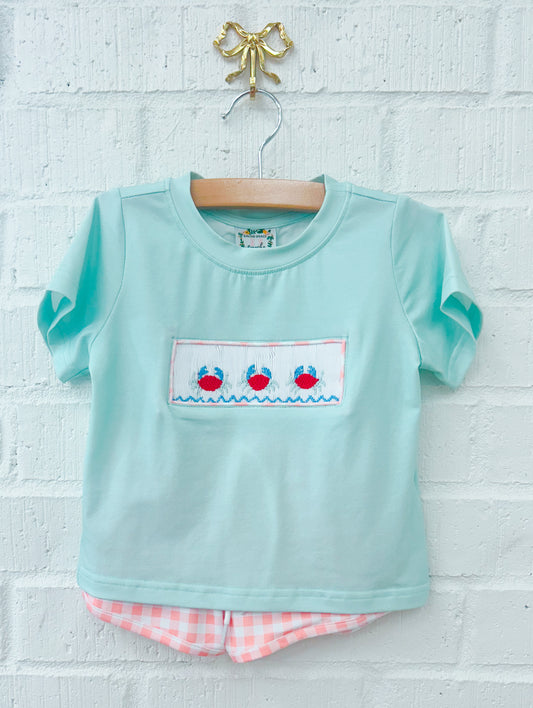 COLORFUL CRABS SMOCK BOY SHORT SET