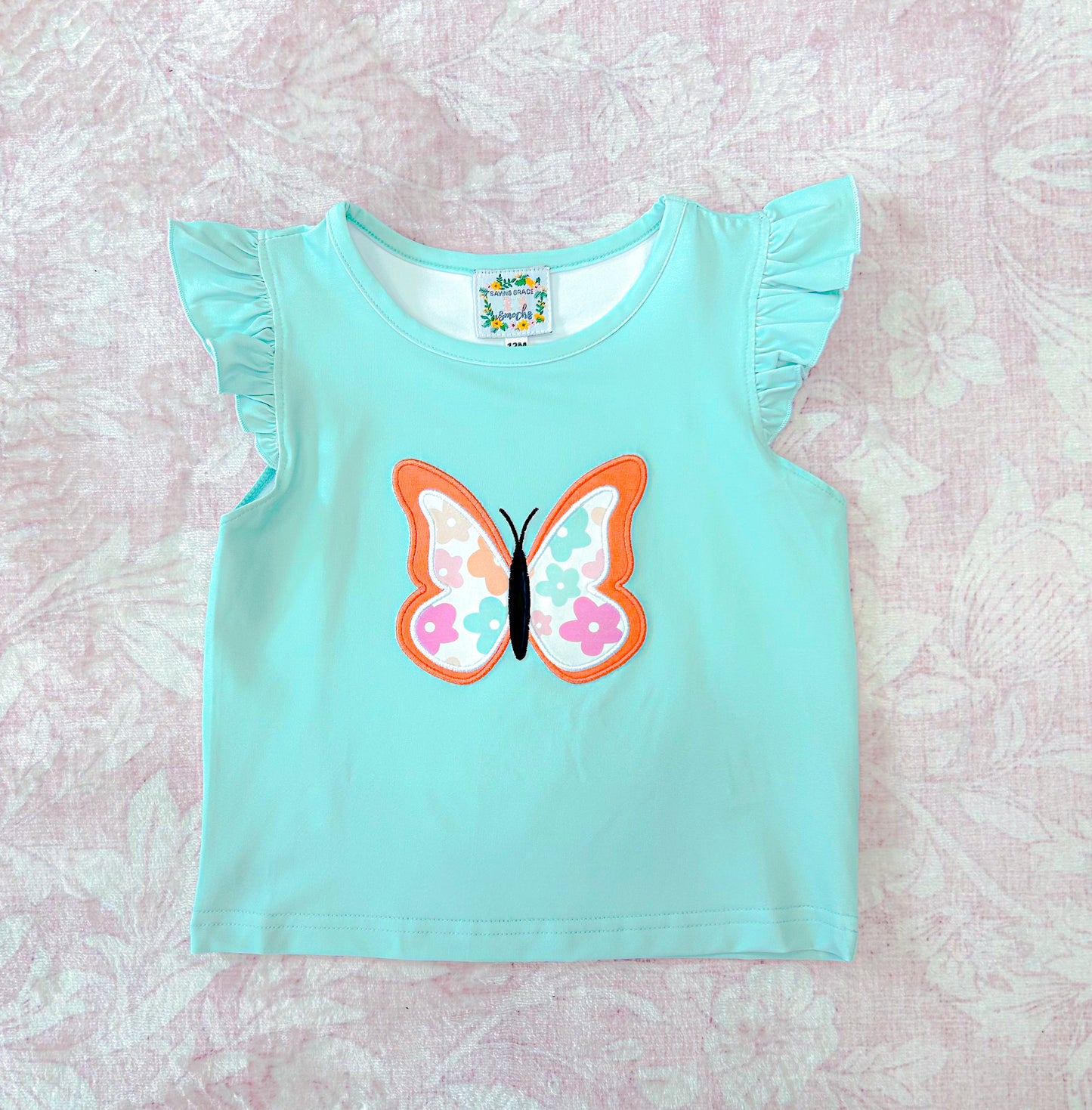 GIRL SPRING KNITS BUTTERFLY SHIRT