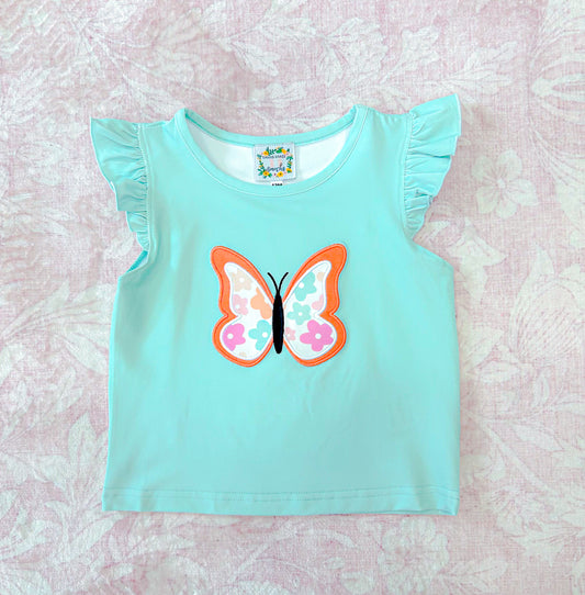 GIRL SPRING KNITS BUTTERFLY SHIRT