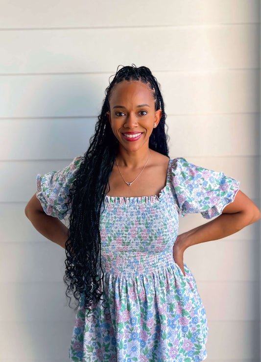 FLORAL & STRIPES MOM TOP