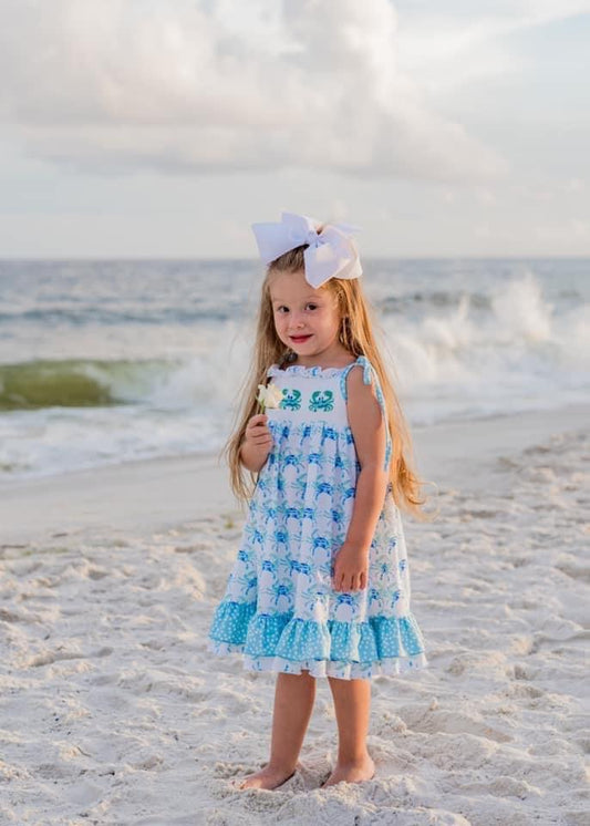 BLUE CRAB SMOCKS DRESS