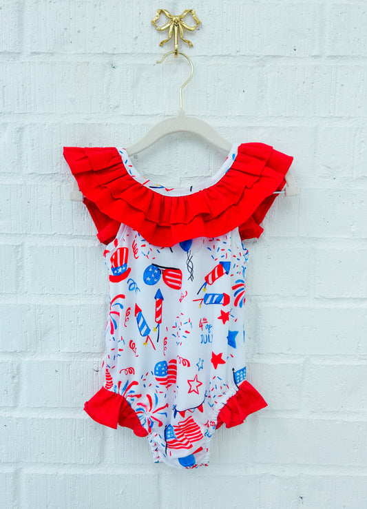 RED, WHITE, AND BLUE SWIM GIRL 1PC