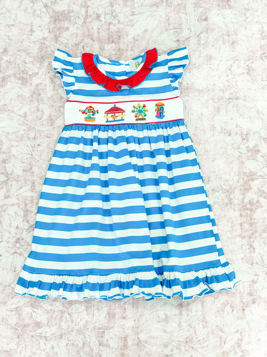CARNIVAL DAY SMOCKED GIRL DRESS